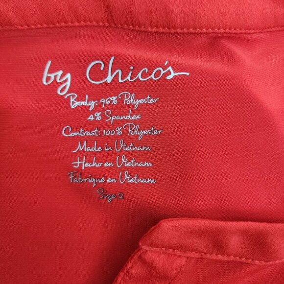 Chicos Womens V-Neck‎ Red Top Size 2 L Polyester/Spandex Notched Neck Boxy Top - Picture 6 of 11